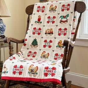 Vintage Christmas Quilt 40x48”in Noel Folk Art Toys Country Classics by Ameritex